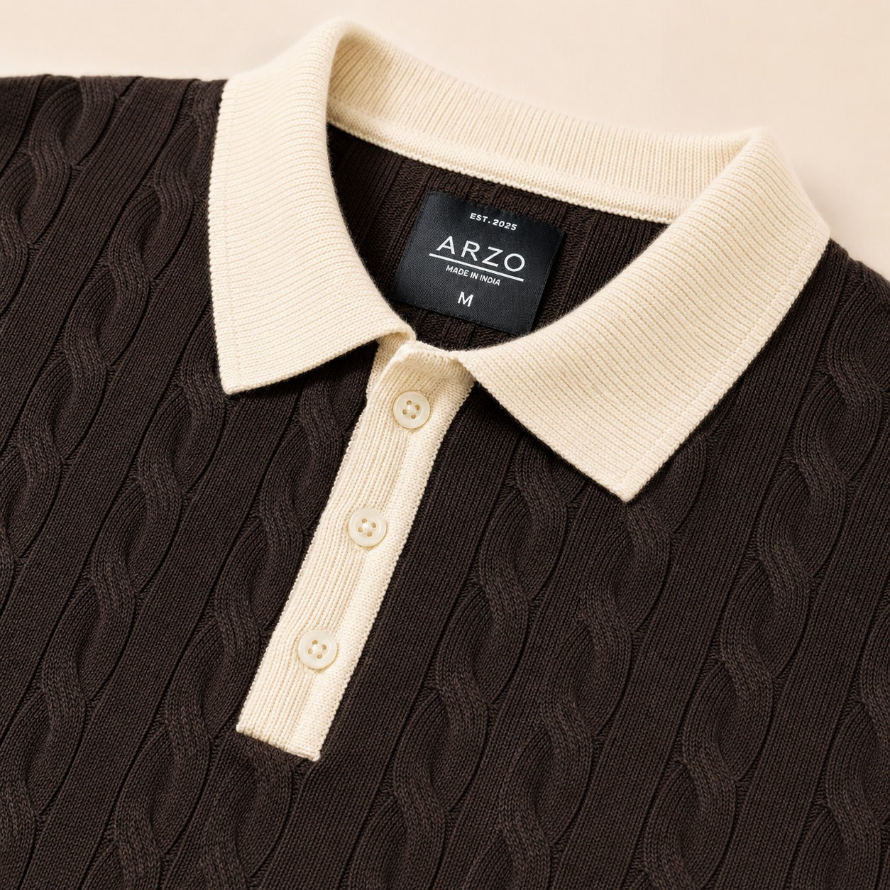 ARZO Monaco Knit Polo – Chocolate Brown