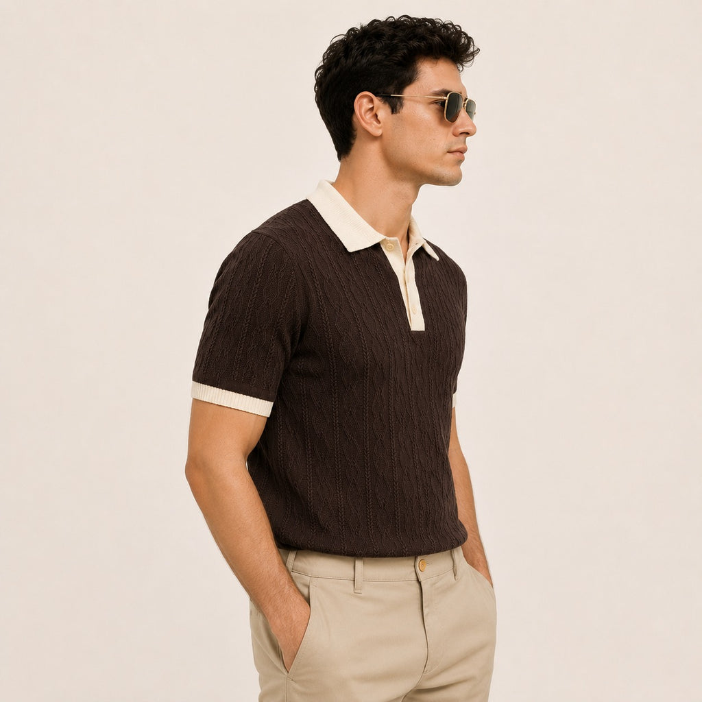 ARZO Monaco Knit Polo – Chocolate Brown