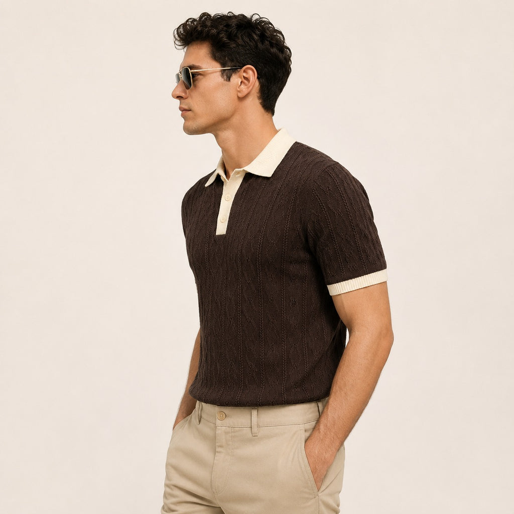 ARZO Monaco Knit Polo – Chocolate Brown