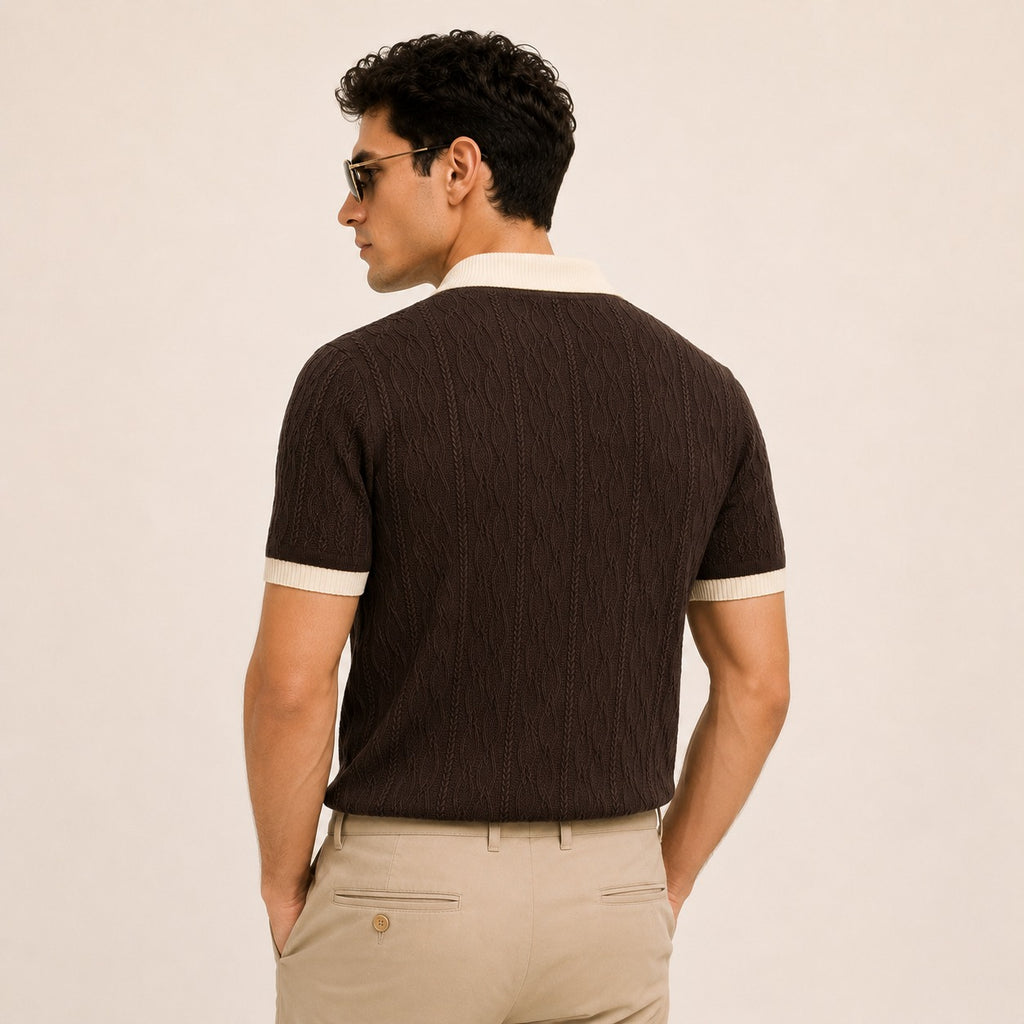 ARZO Monaco Knit Polo – Chocolate Brown