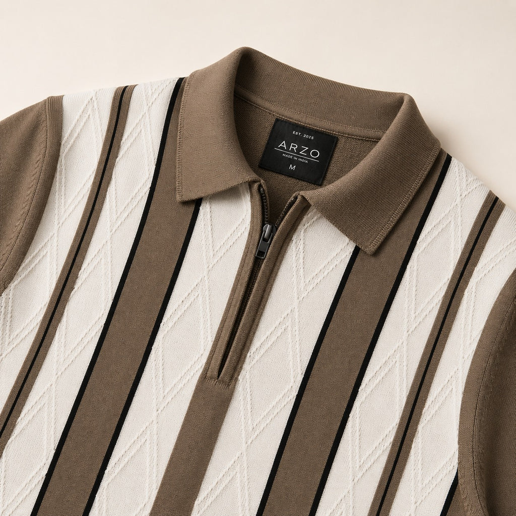 ARZO Monaco Stripe Knit Polo