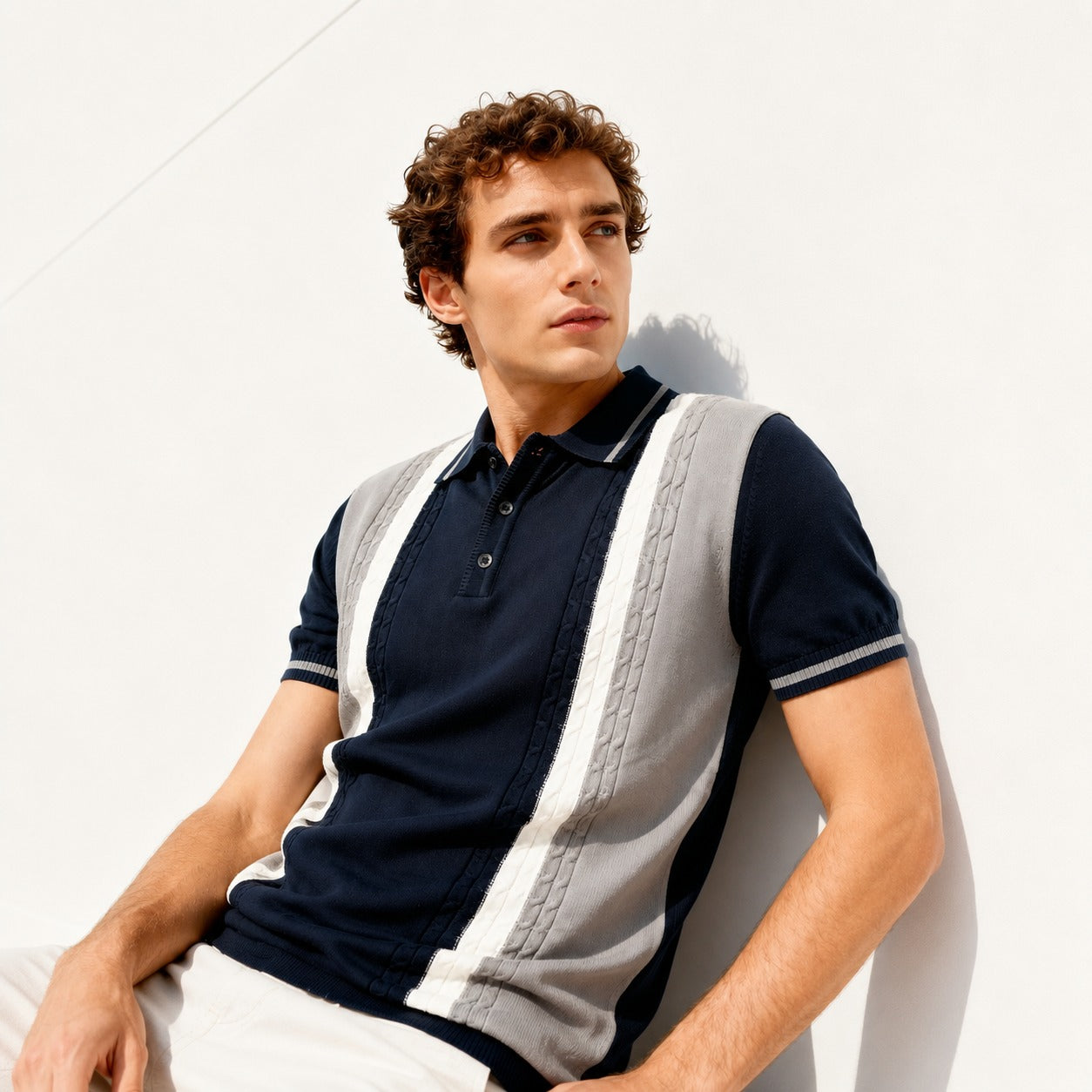 ARZO Navy Contrast Classic Polo