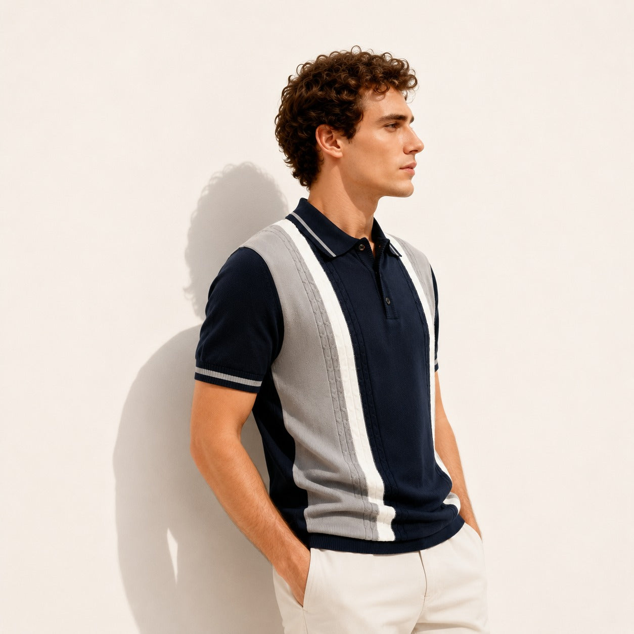 ARZO Navy Contrast Classic Polo