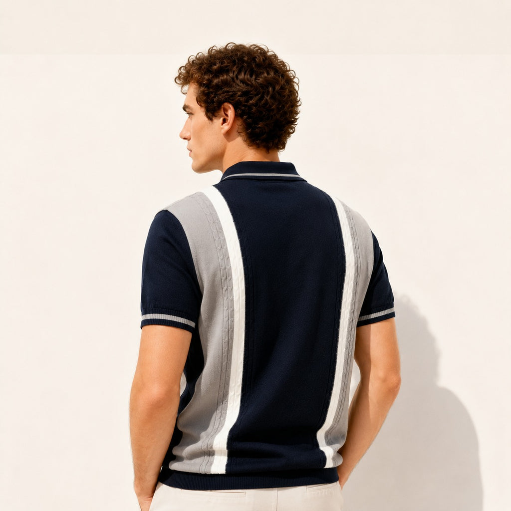 ARZO Navy Contrast Classic Polo