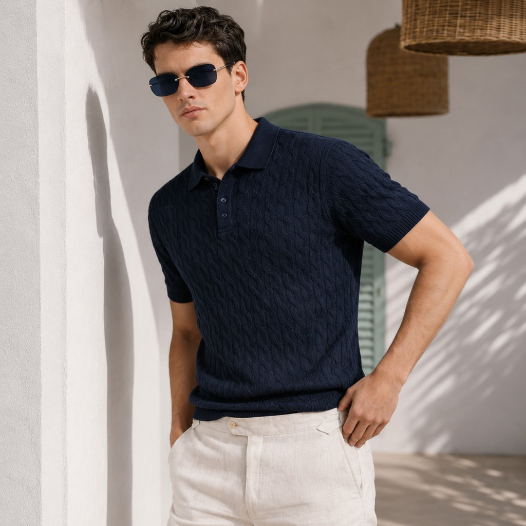 ARZO “Navy Prestige” Textured Polo
