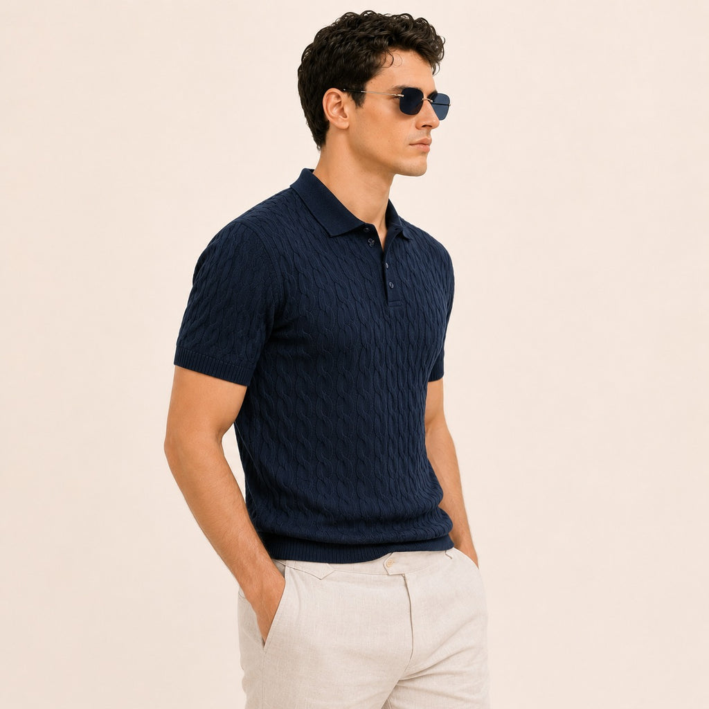 ARZO “Navy Prestige” Textured Polo