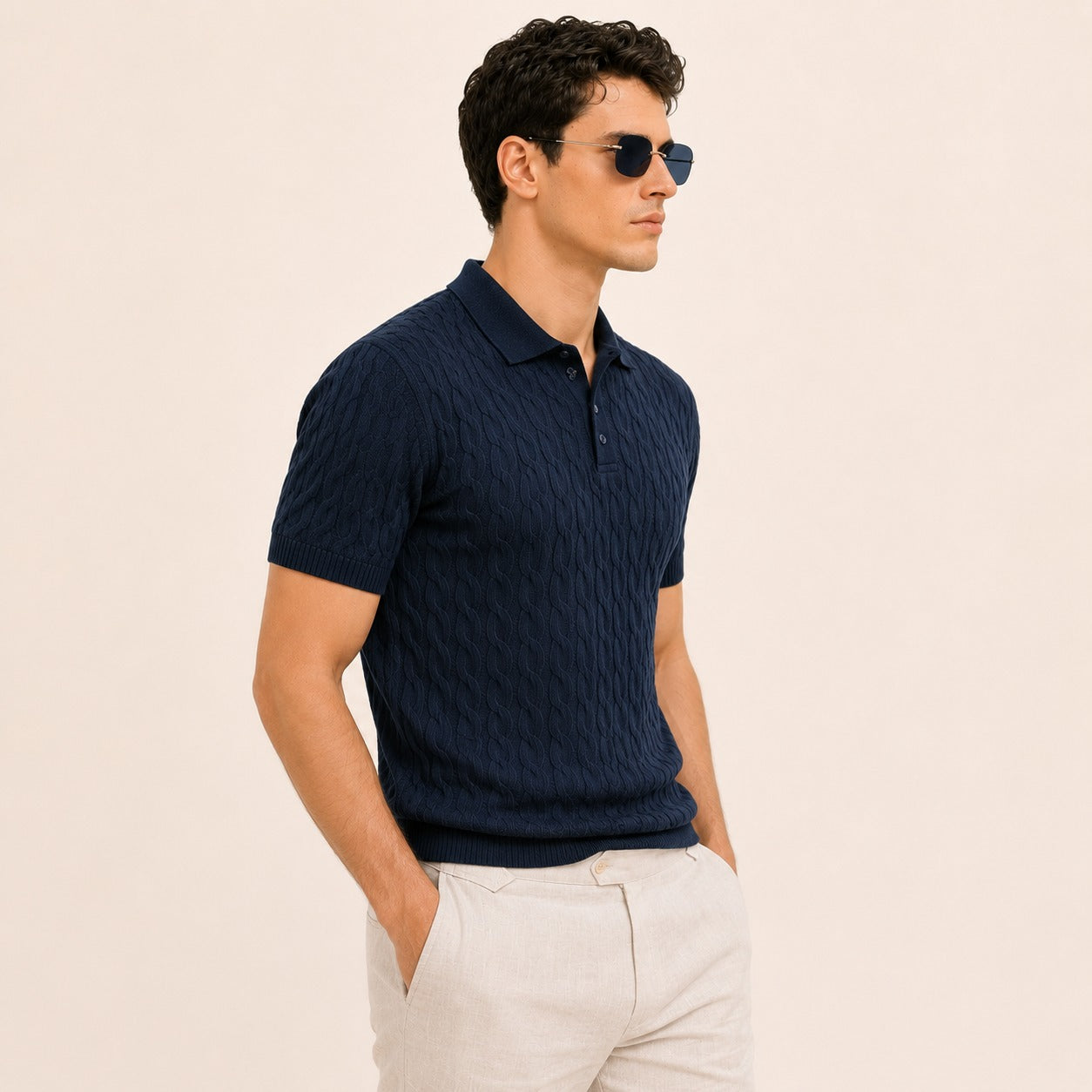 ARZO “Navy Prestige” Textured Polo