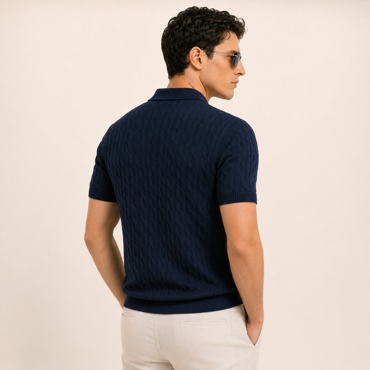 ARZO “Navy Prestige” Textured Polo