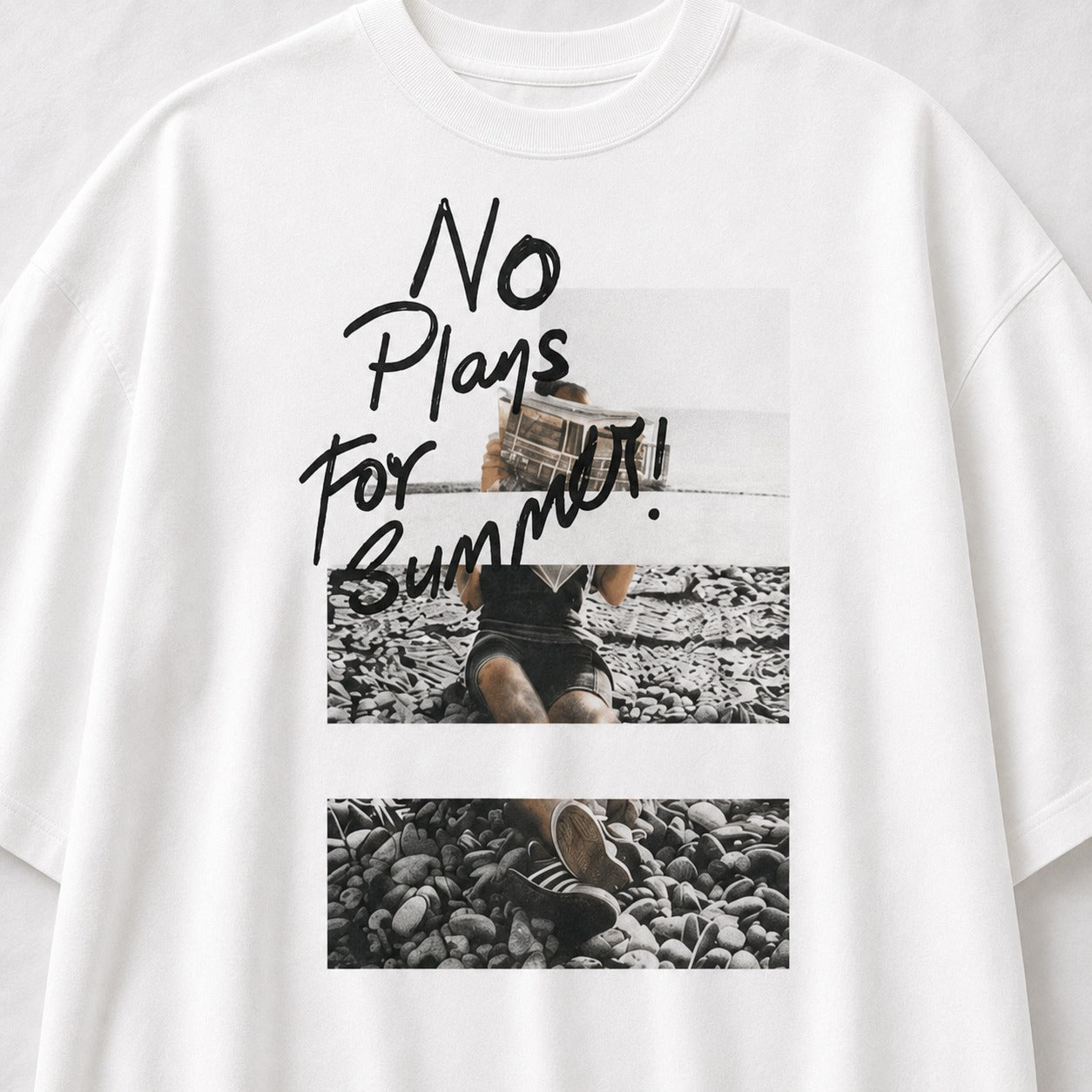 ARZO “No Plans” Oversized Tee (White)