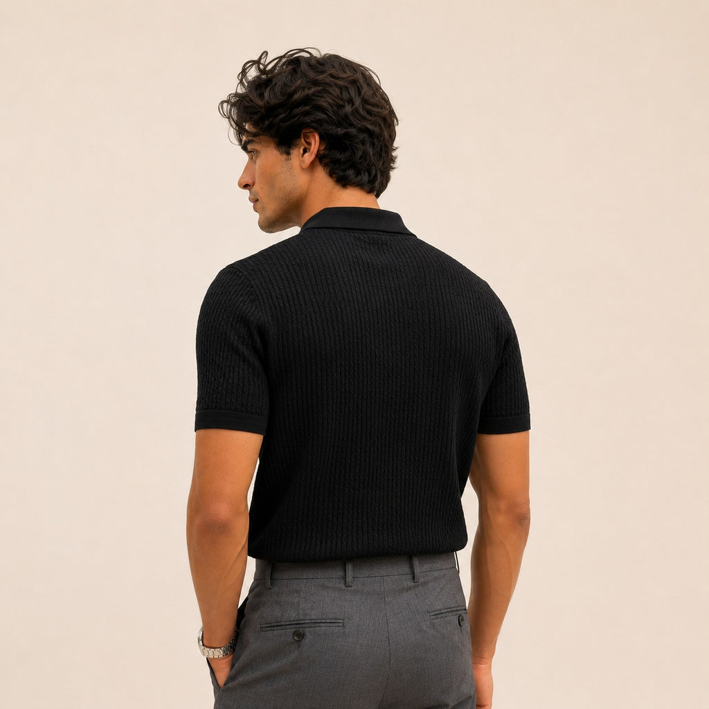 ARZO Noir Black Texture  Polo