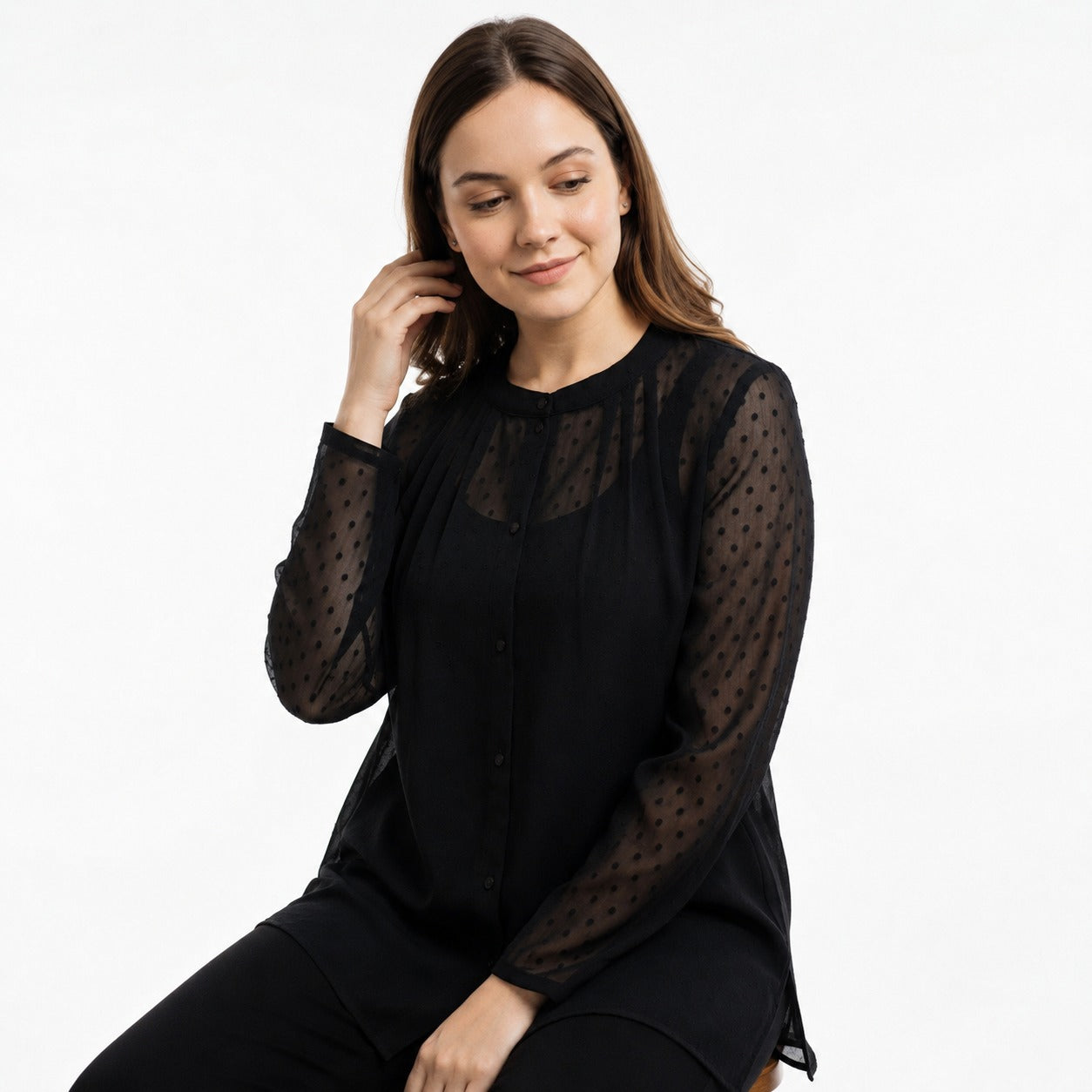 ARZO Noir Sheer Elegance Tunic