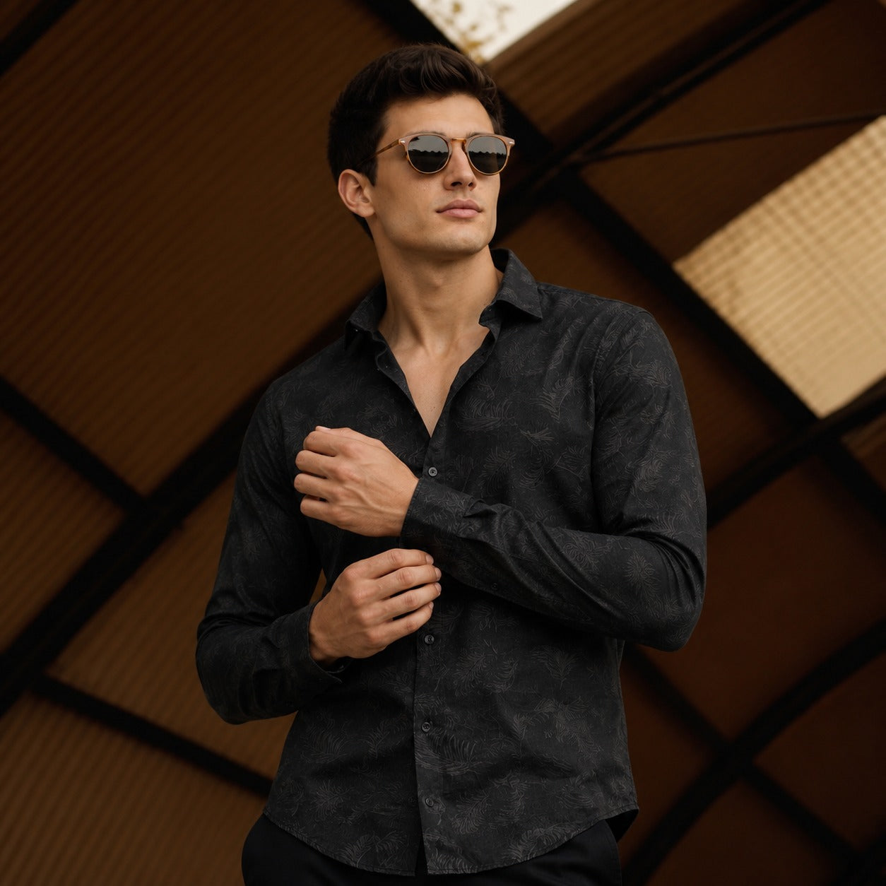ARZO Noir Signature Print Shirt