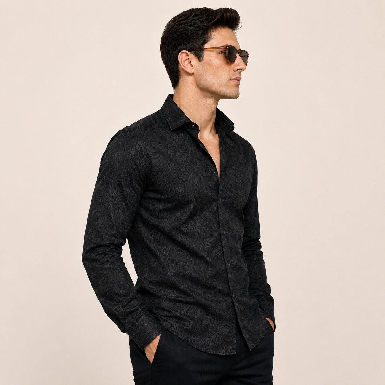 ARZO Noir Signature Print Shirt