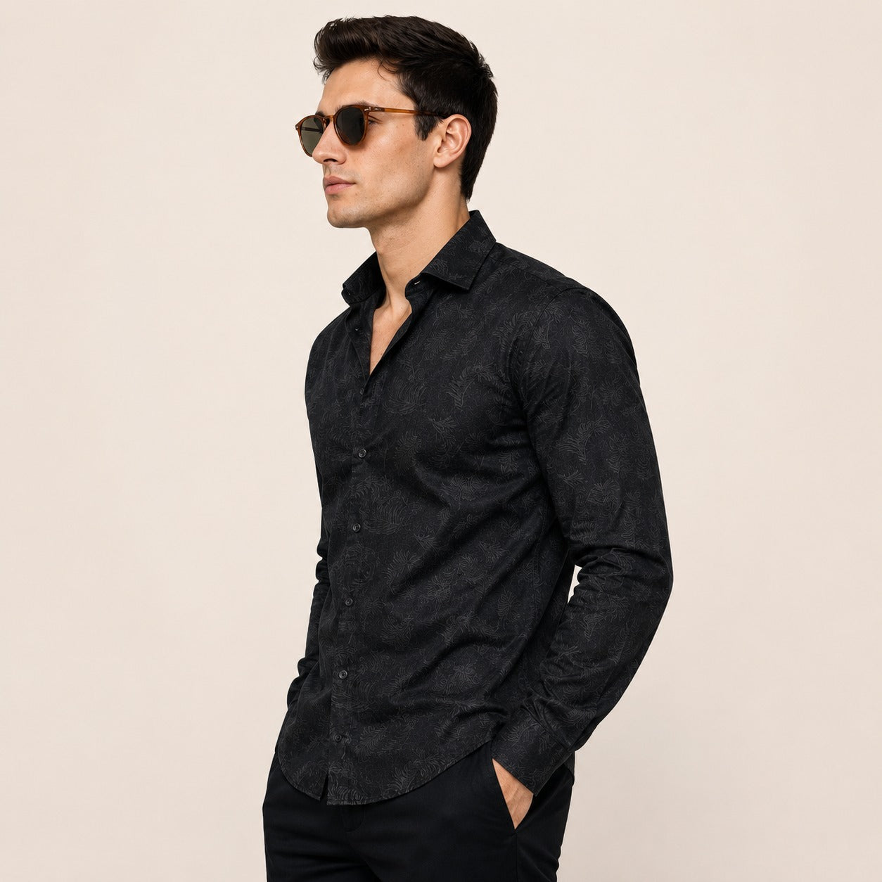 ARZO Noir Signature Print Shirt
