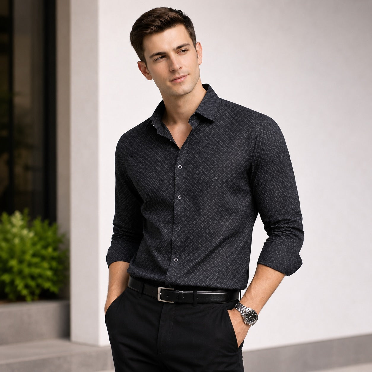 ARZO Obsidian Micro-Pattern Shirt