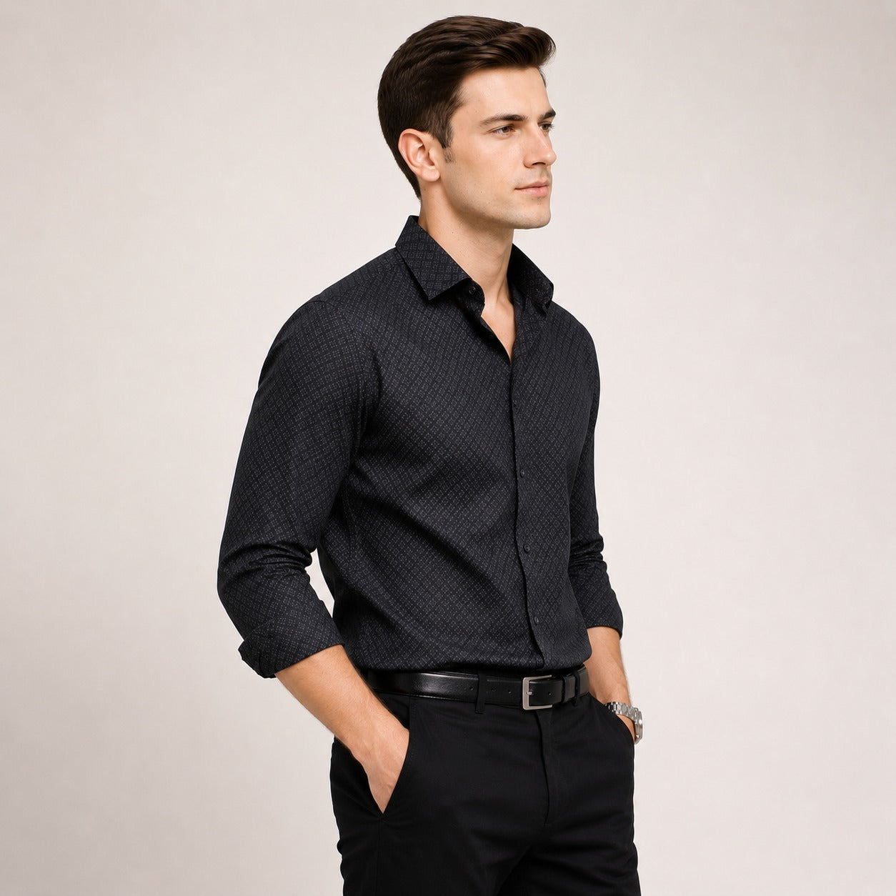 ARZO Obsidian Micro-Pattern Shirt