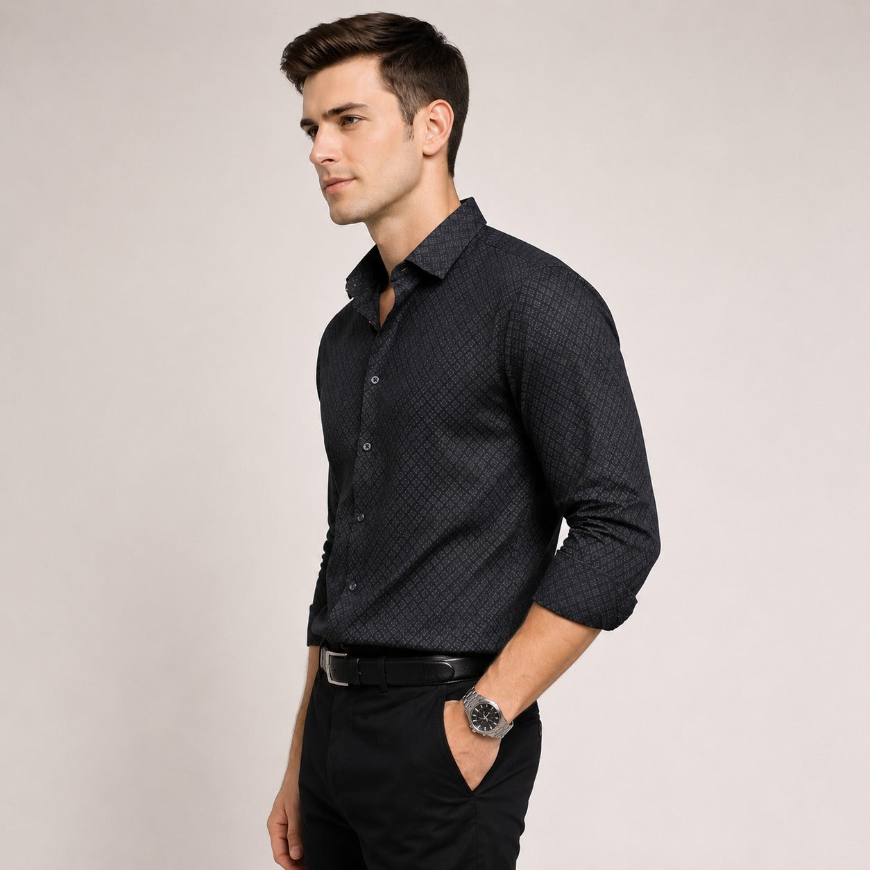ARZO Obsidian Micro-Pattern Shirt