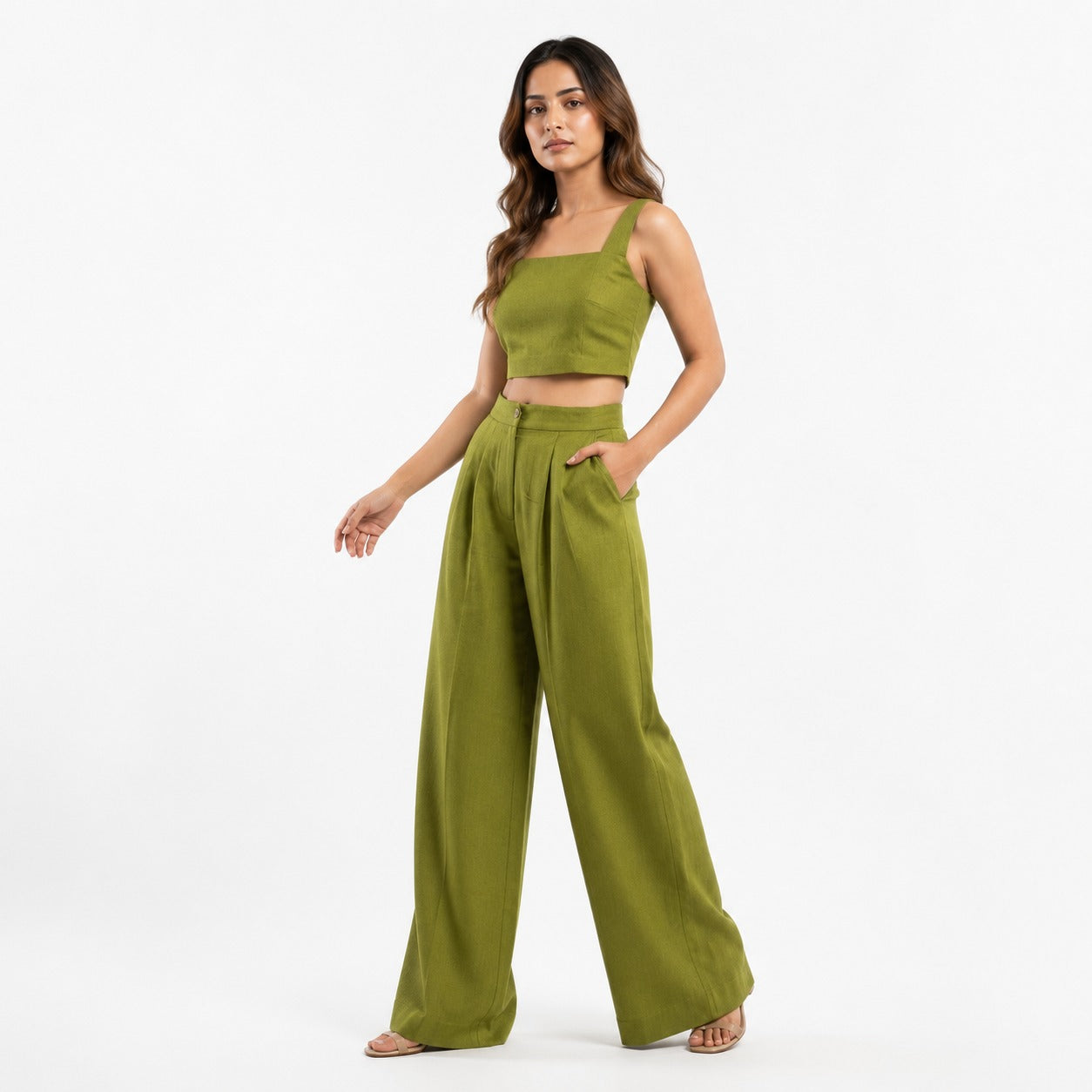 ARZO Olive Ease Linen Co-Ord Set