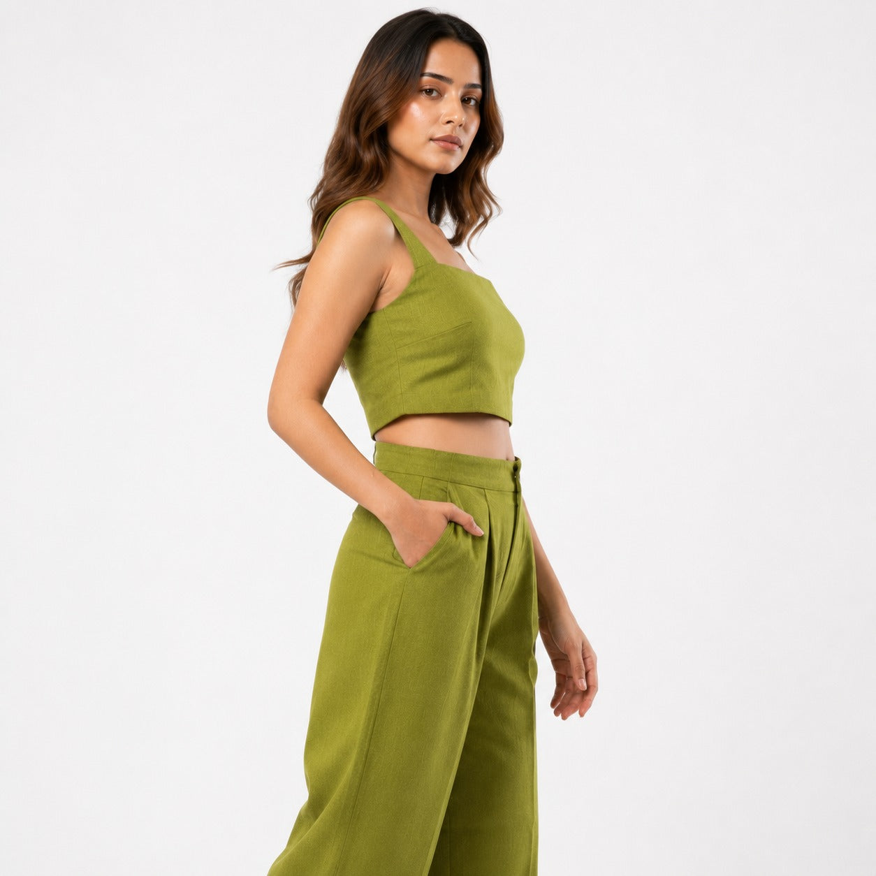 ARZO Olive Ease Linen Co-Ord Set