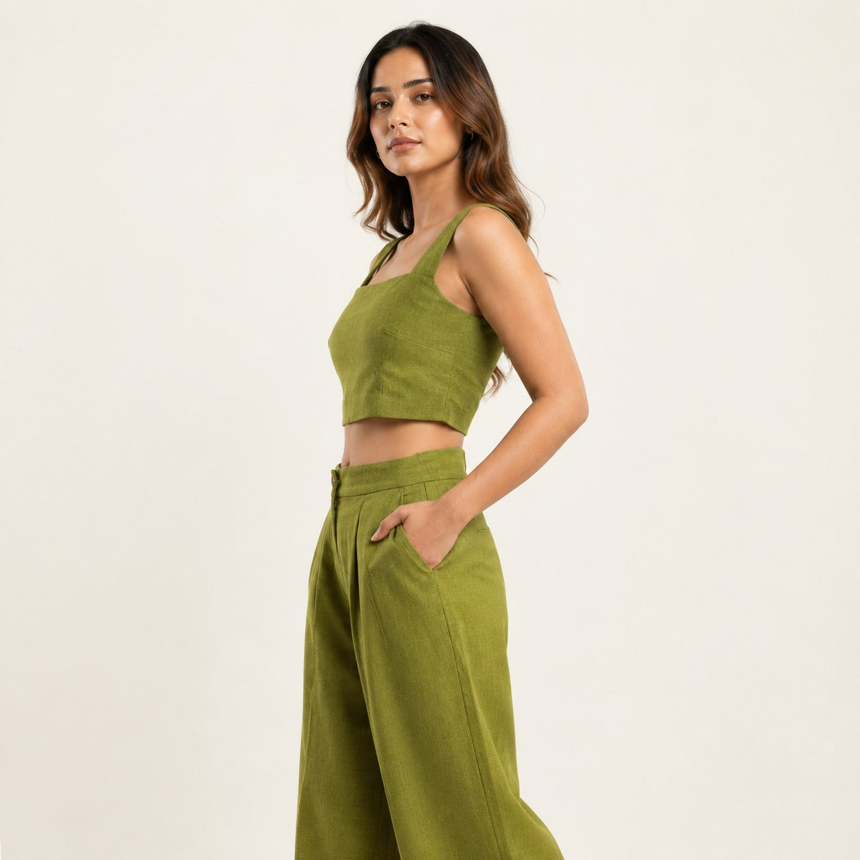 ARZO Olive Ease Linen Co-Ord Set