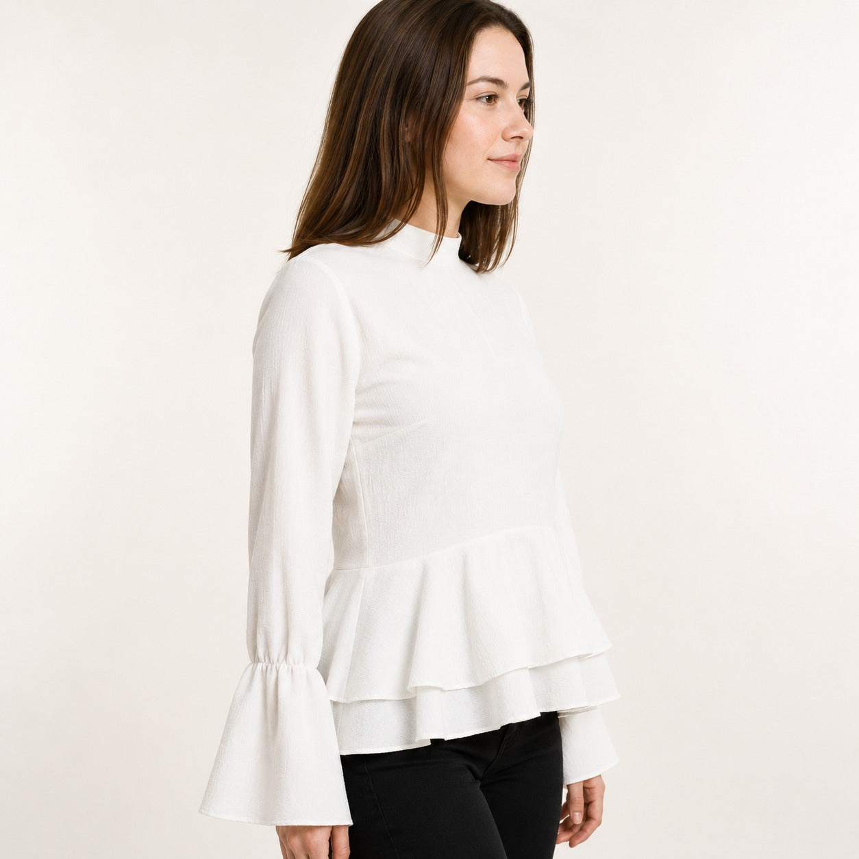 ARZO Peplum Flare Top – Ivory White