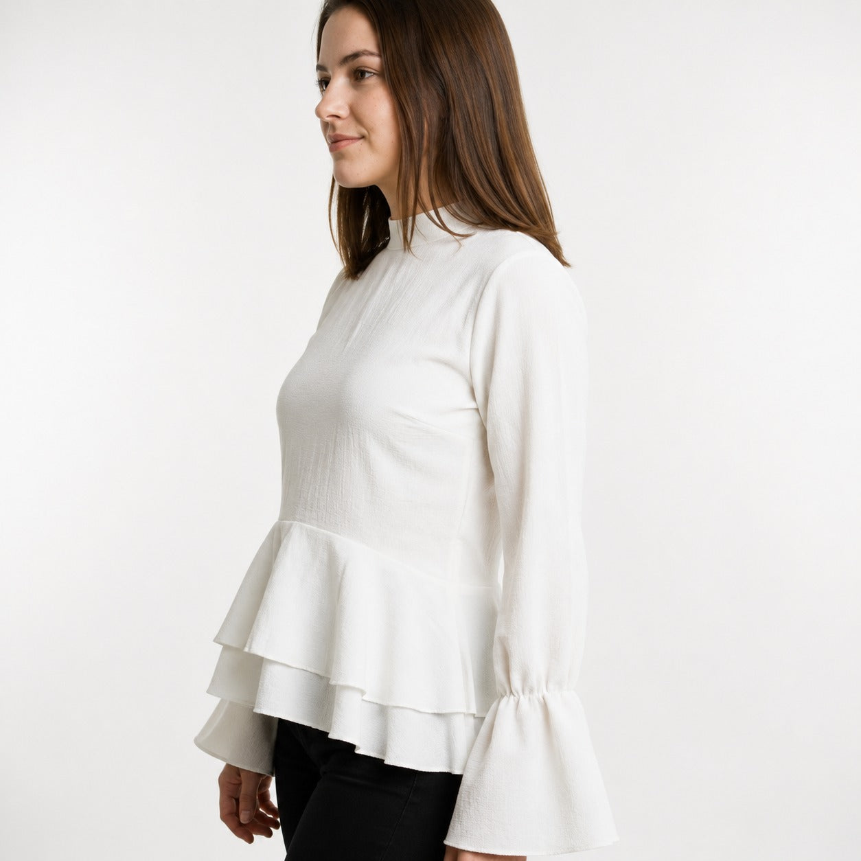 ARZO Peplum Flare Top – Ivory White