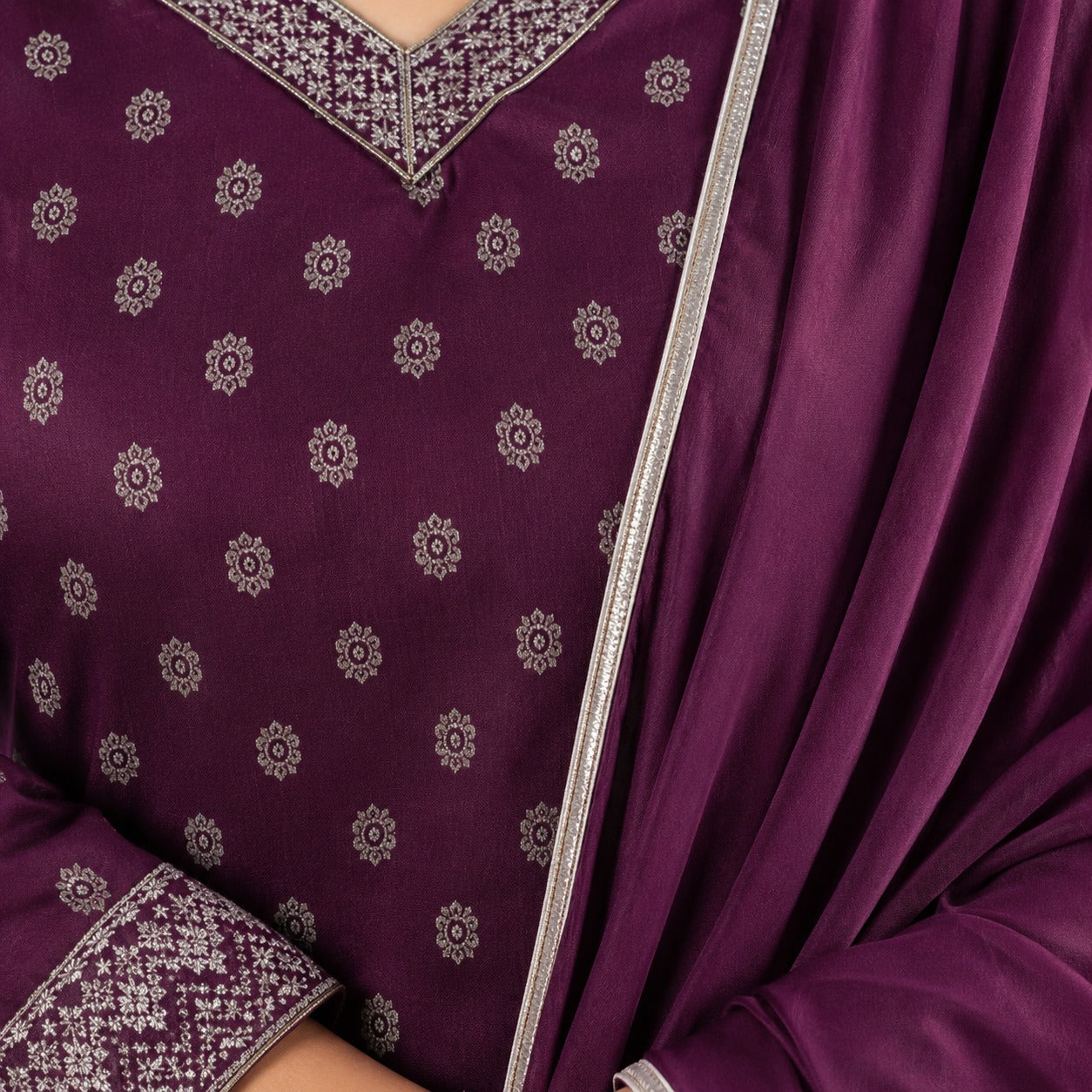 ARZO Plum Royale Printed Suit Set