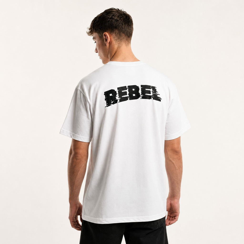ARZO “Rebel Statement” Back Print Oversize Tee – White