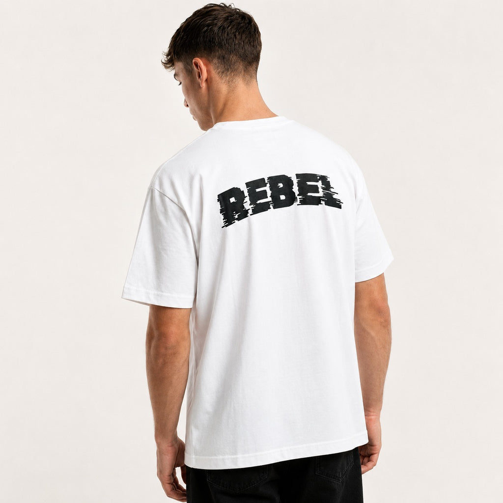 ARZO “Rebel Statement” Back Print Oversize Tee – White