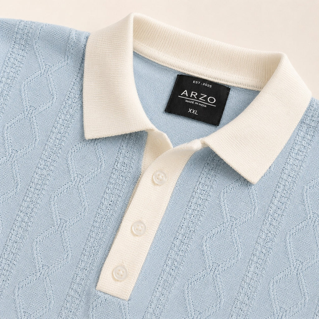 ARZO Riviera Knit Polo – Sky Blue