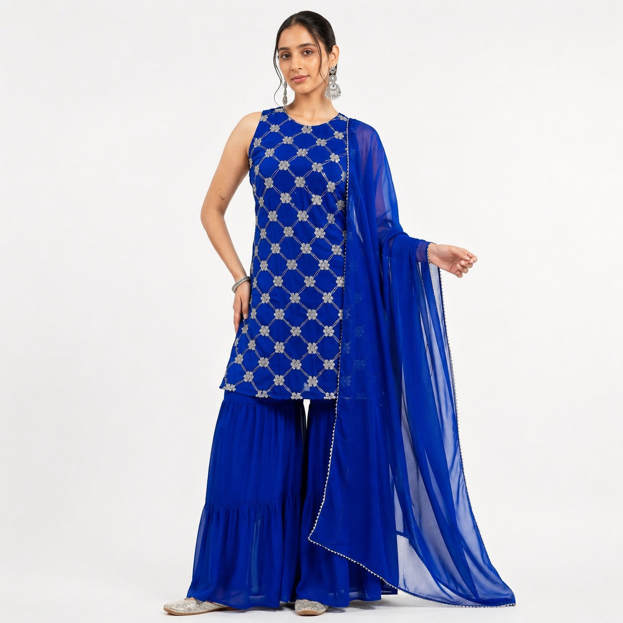 ARZO Royal Sapphire Embroidered Sharara Set