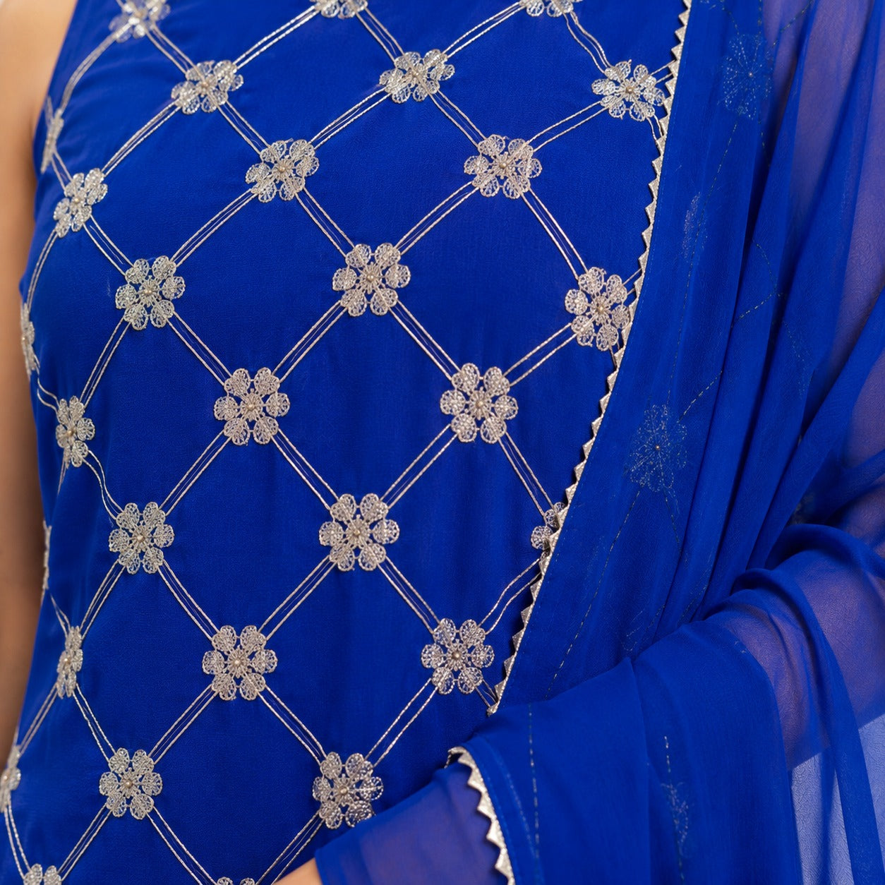 ARZO Royal Sapphire Embroidered Sharara Set