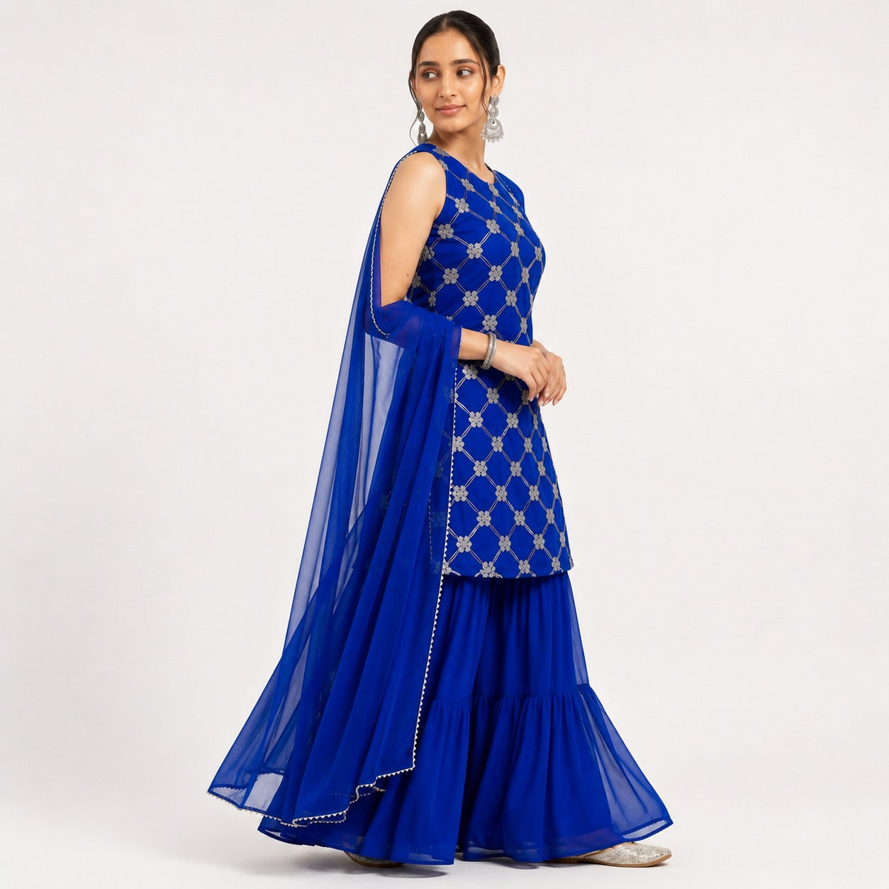ARZO Royal Sapphire Embroidered Sharara Set