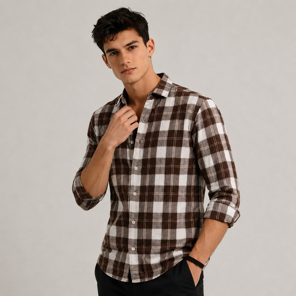 ARZO Rustic Brown Check Shirt