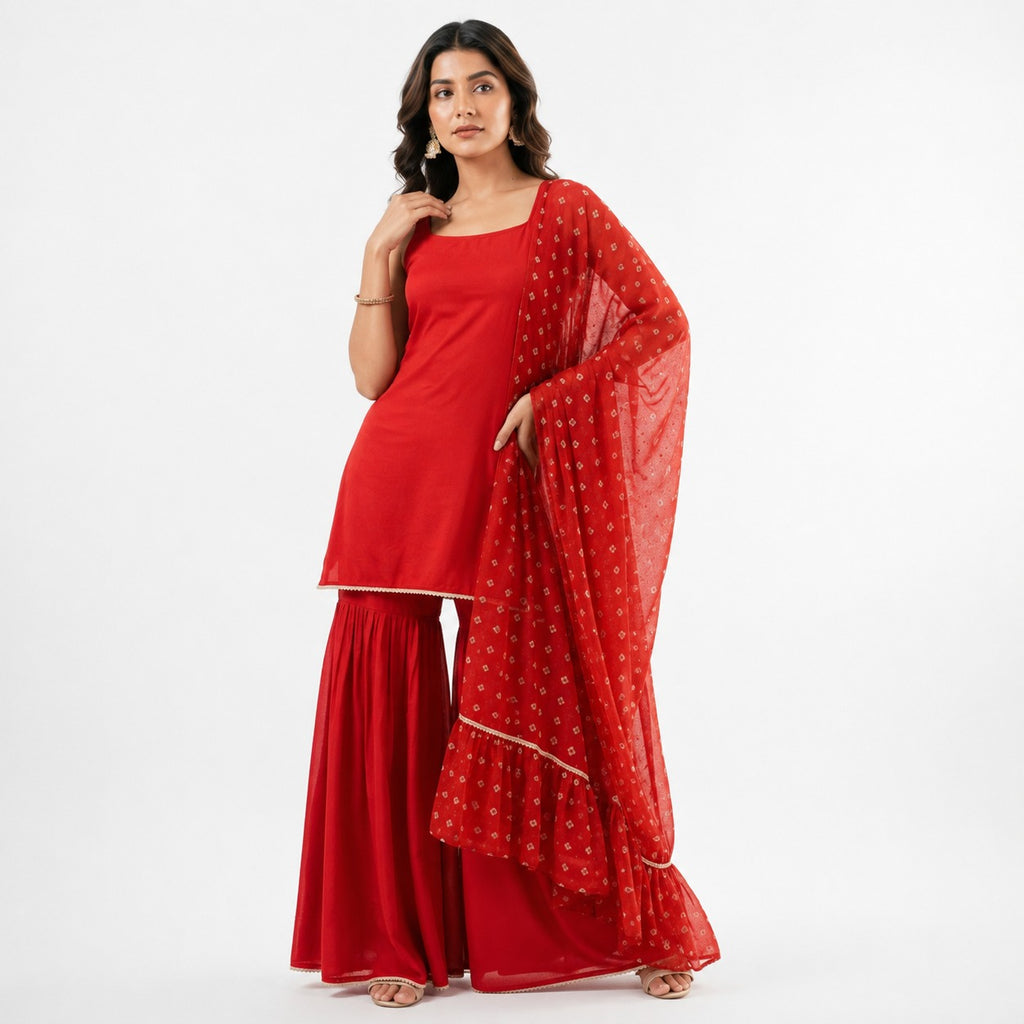 ARZO Scarlet Bloom Sharara Suit