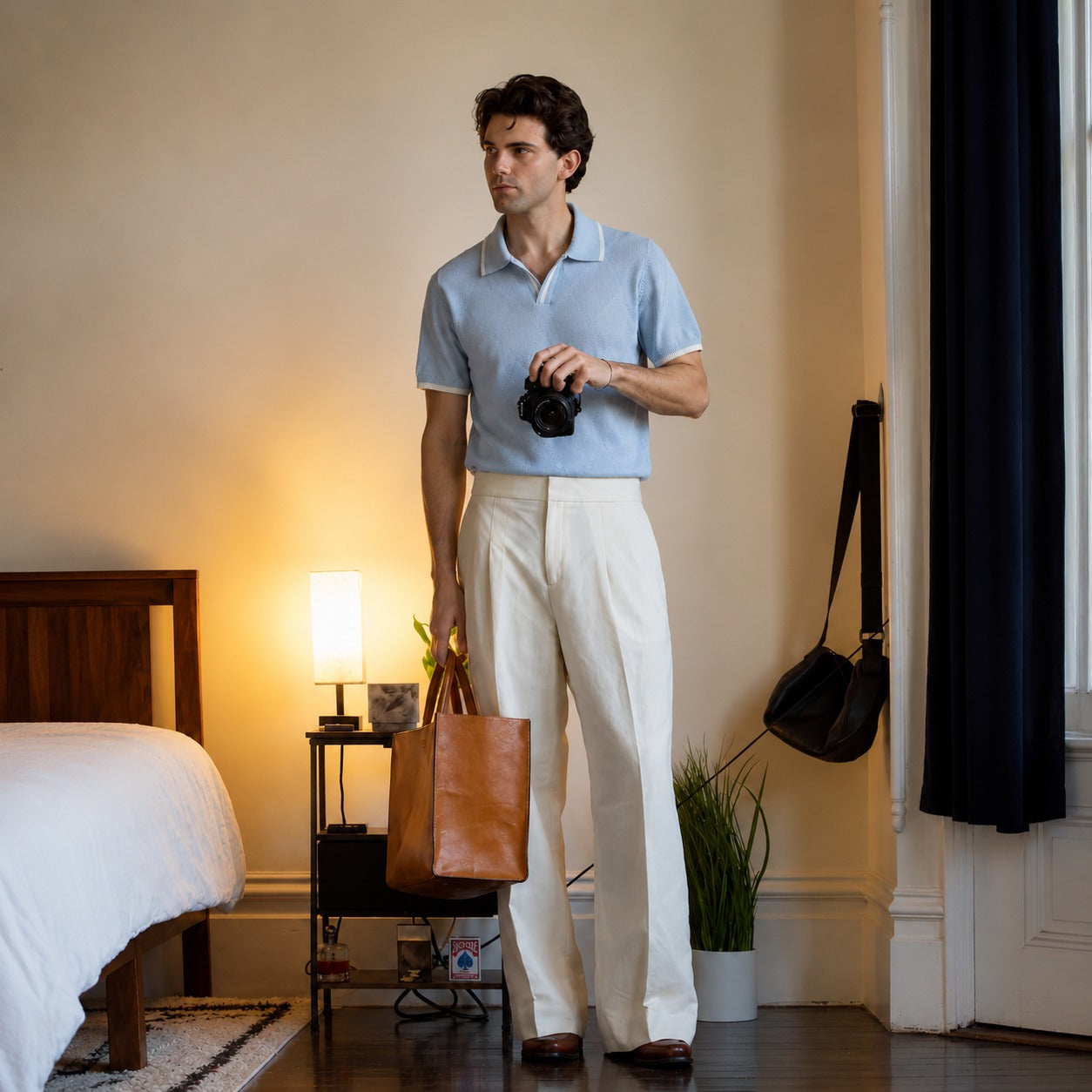 ARZO Signature Diamond Knit Polo – Ice Blue