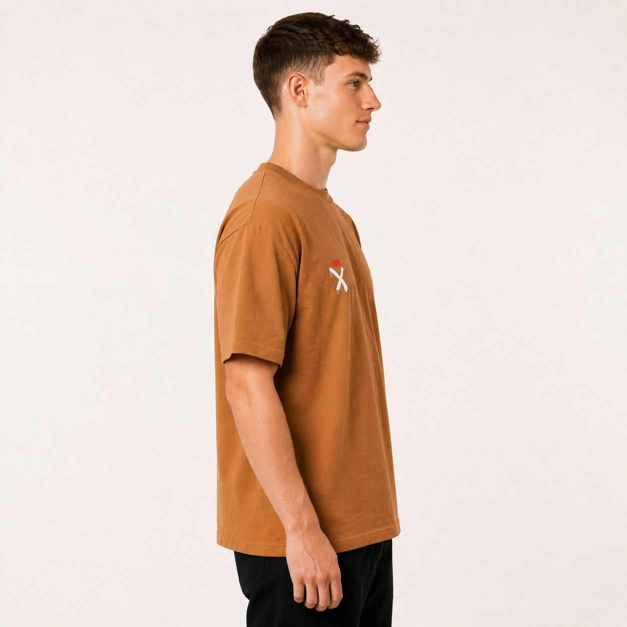 ARZO “Signature X” Minimal Oversize Tee – Sand Brown