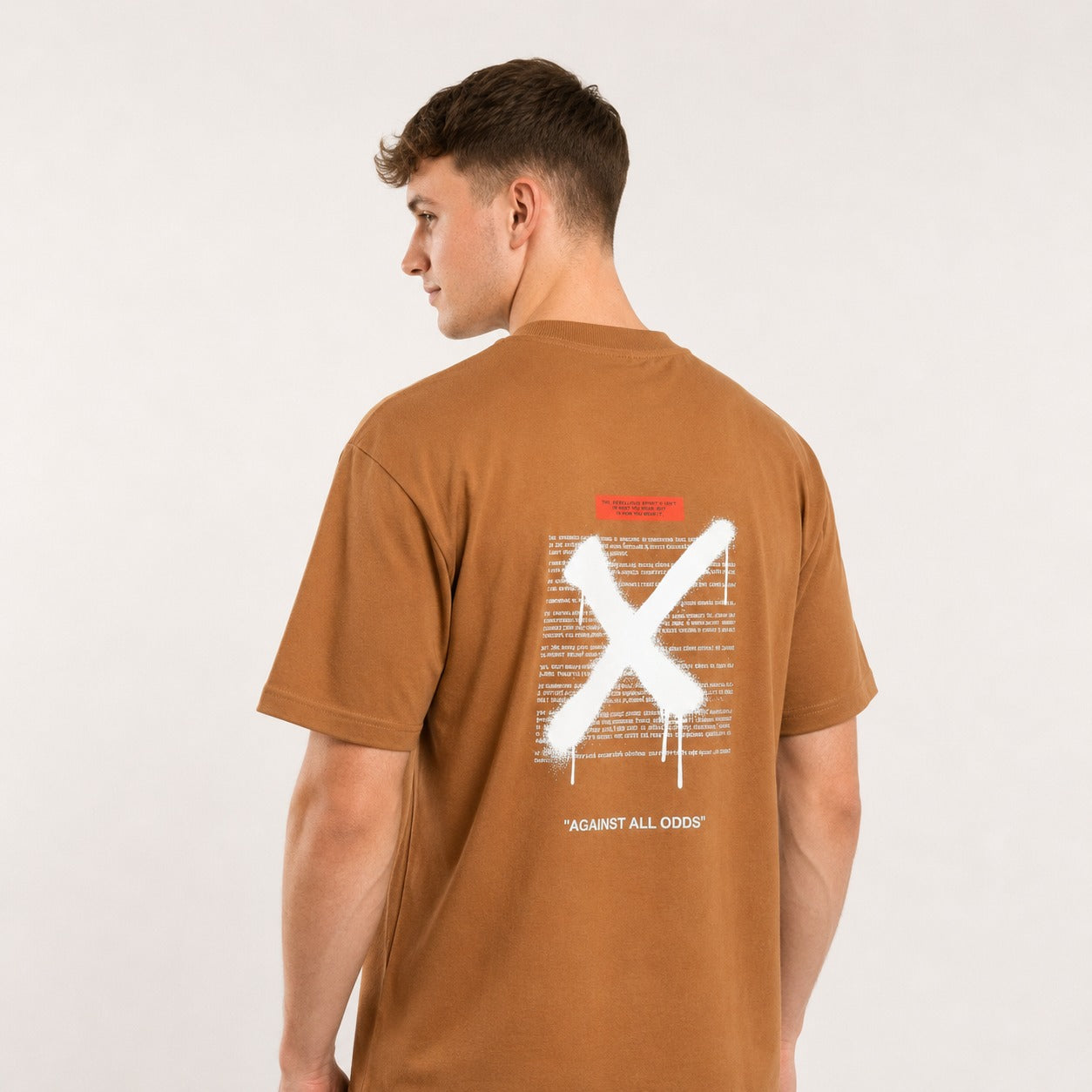 ARZO “Signature X” Minimal Oversize Tee – Sand Brown