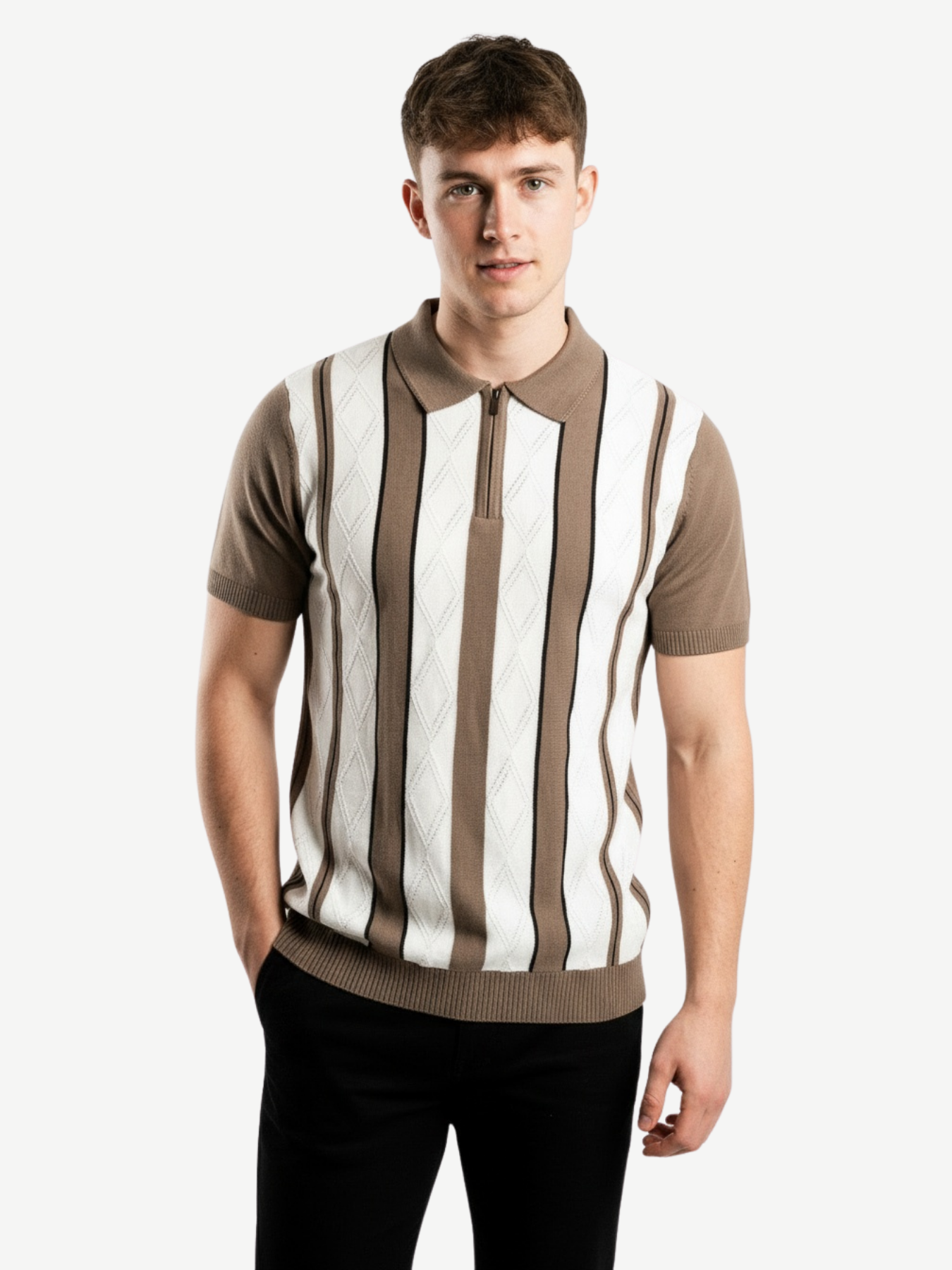 ARZO Monaco Stripe Knit Polo