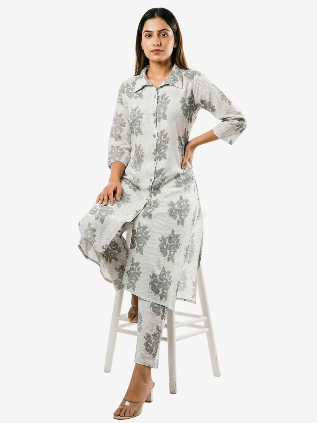 ARZO Grey Floral Co-Ord Set