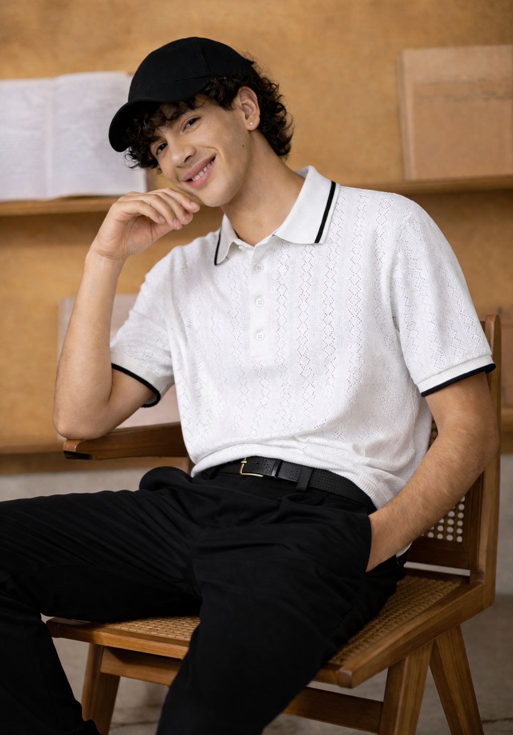 ARZO Luxe Knit Polo – Ivory Edge Edition