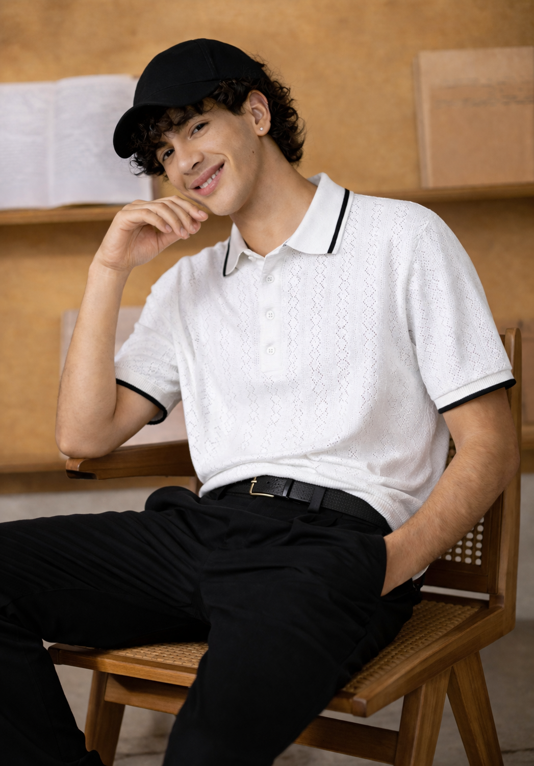 ARZO Luxe Knit Polo – Ivory Edge Edition