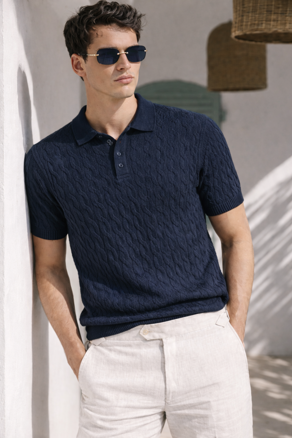 ARZO “Navy Prestige” Textured Polo