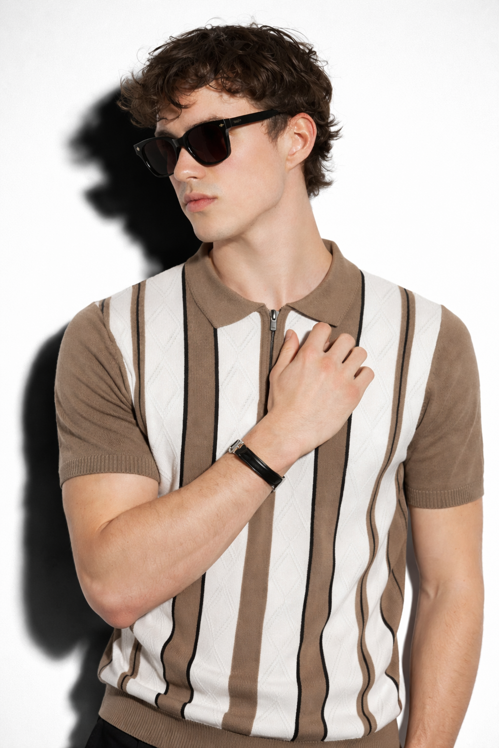 ARZO Monaco Stripe Knit Polo