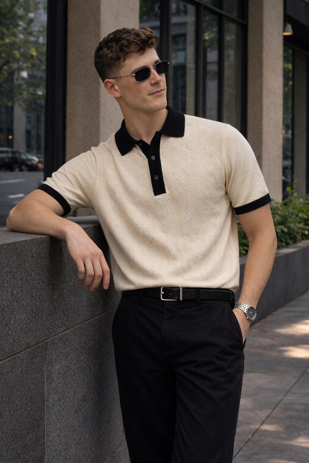 ARZO  Monaco Heritage Textured Polo