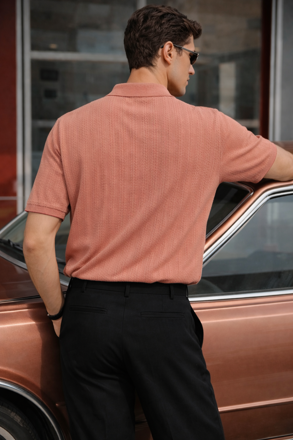 ARZO Camel Luxe Zip Polo