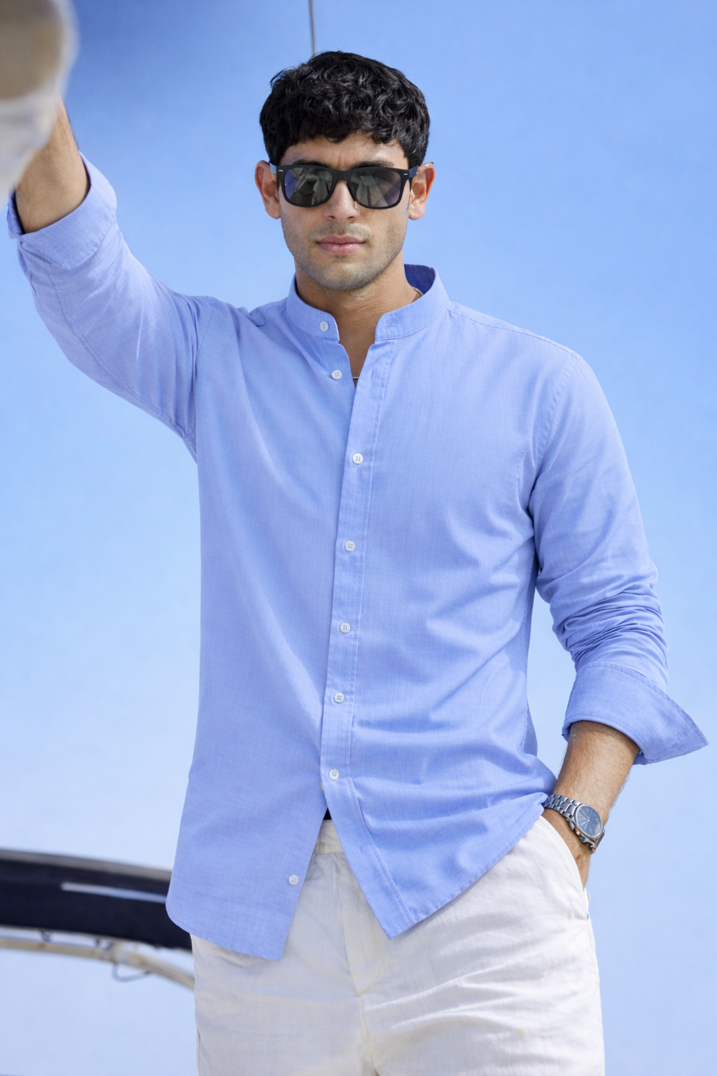 ARZO Celeste Mandarin Shirt