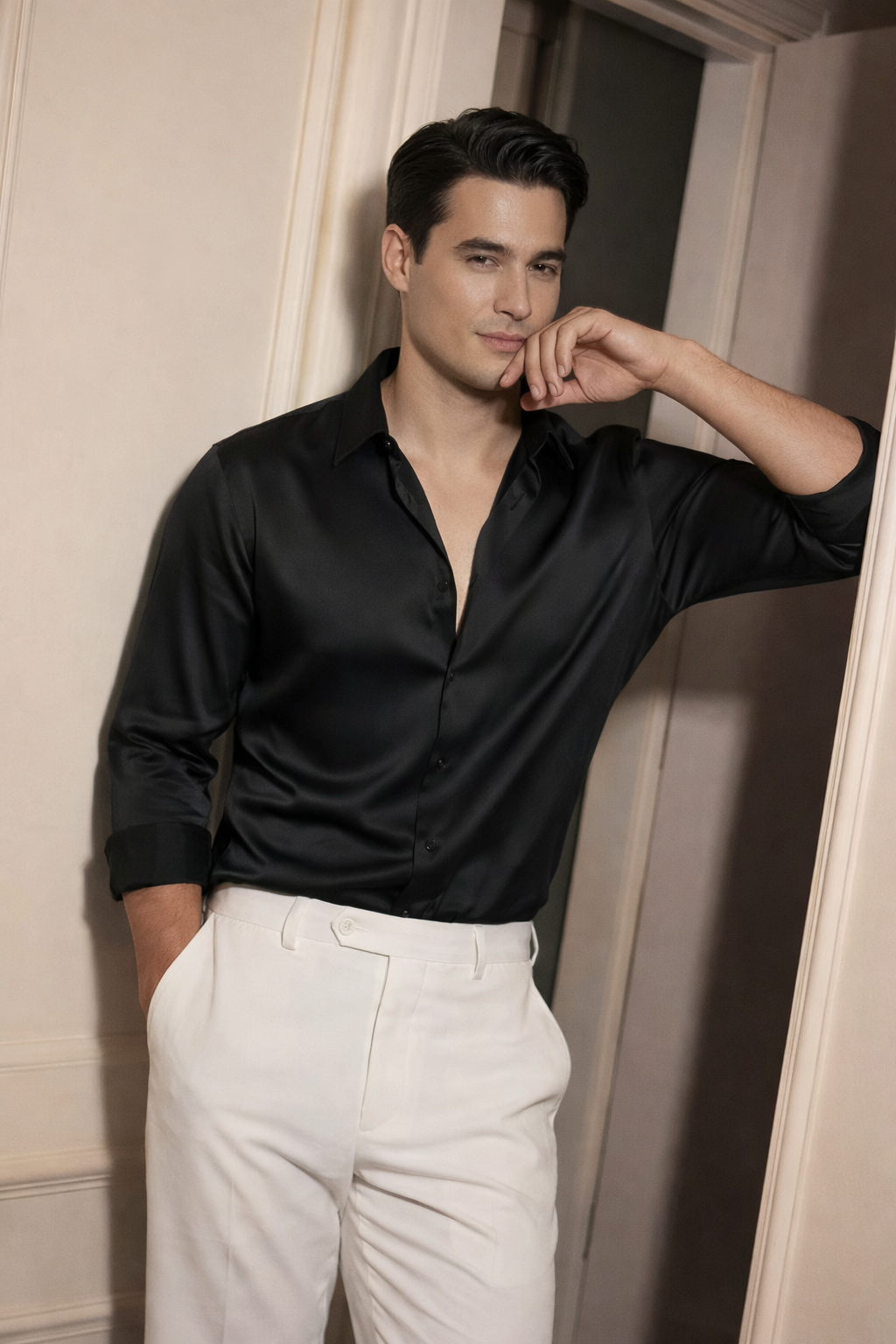 ARZO Midnight Luxe Satin Shirt