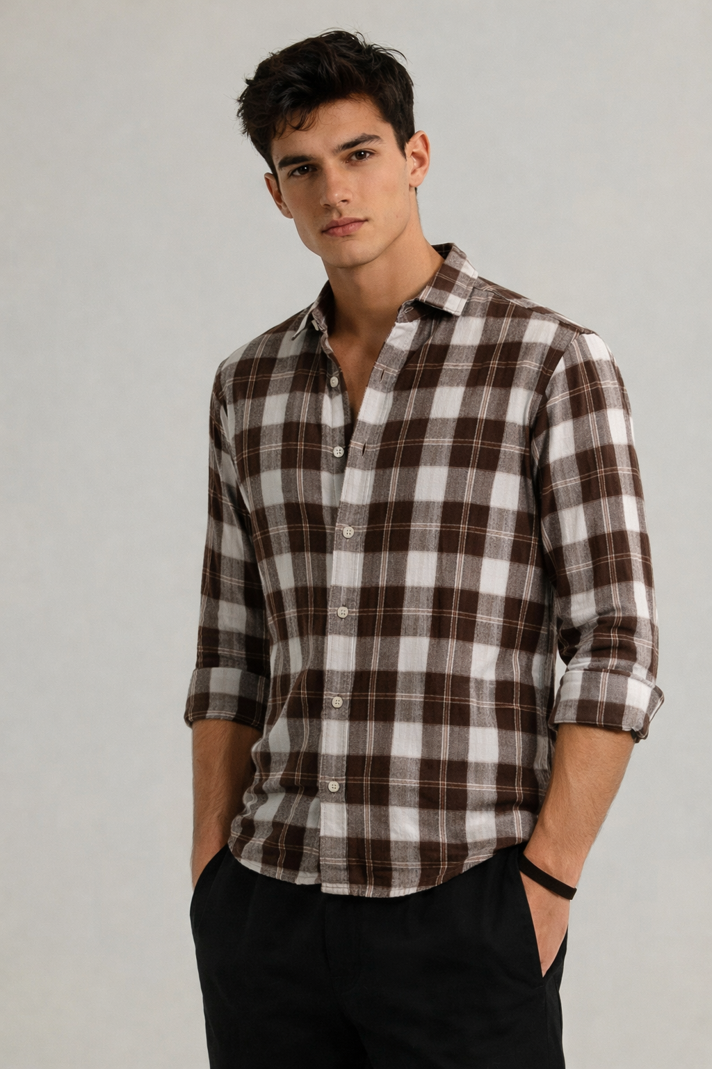 ARZO Rustic Brown Check Shirt