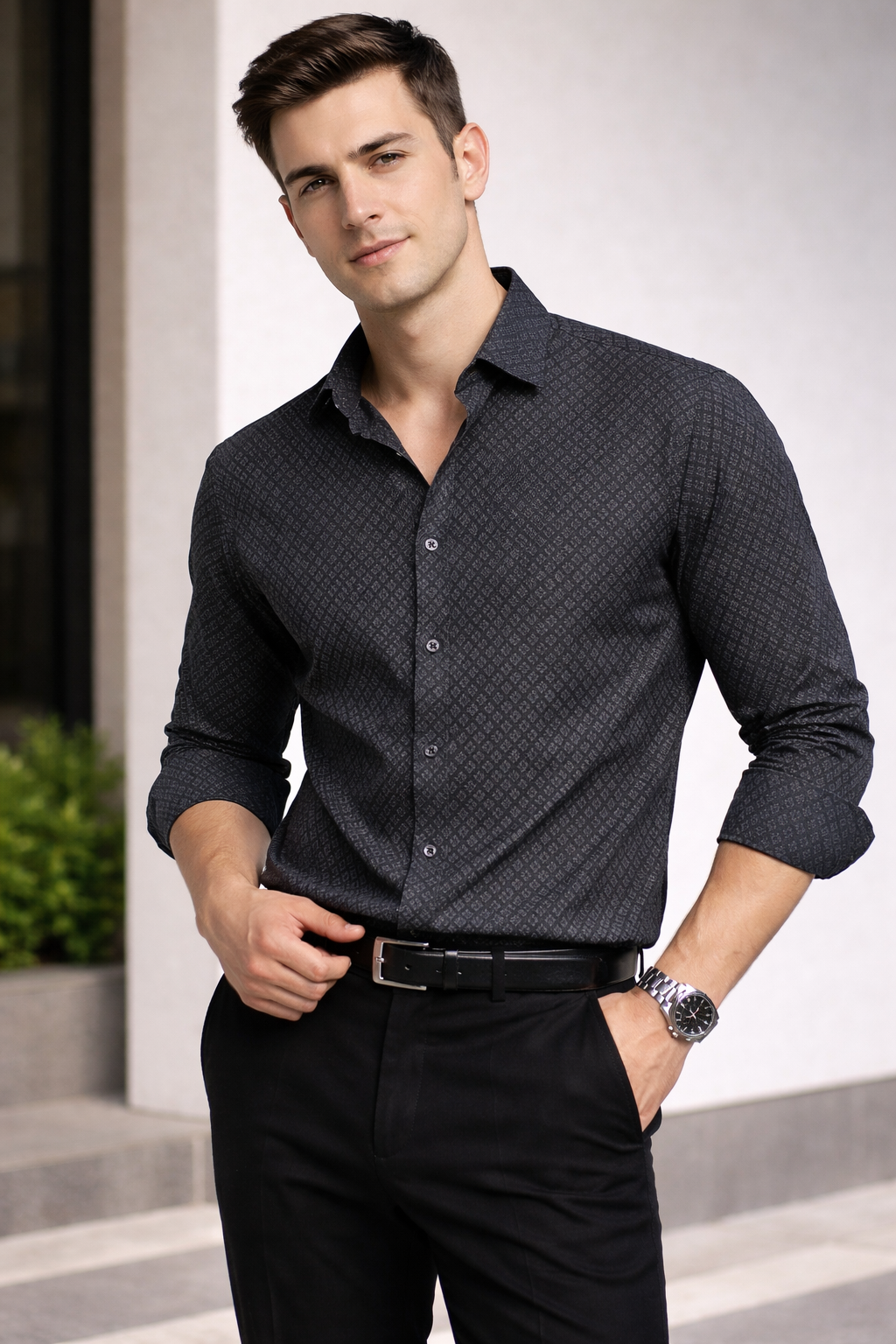 ARZO Obsidian Micro-Pattern Shirt